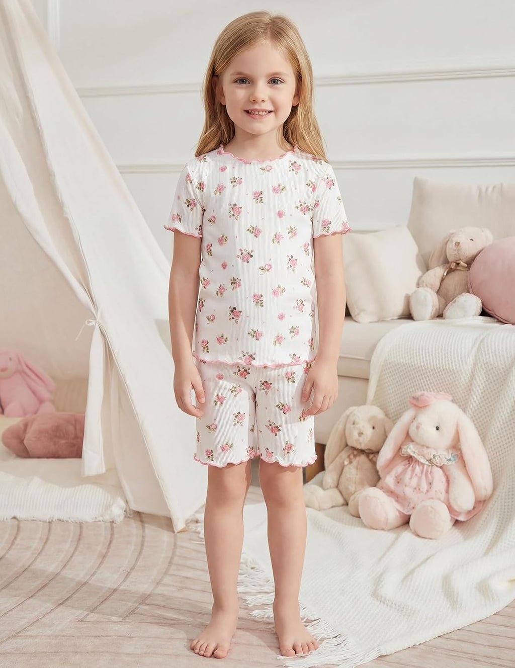 Arshiner Girls Pajamas Lettuce Loungewear Snug Fit Pjs Set Kids Sleepwear