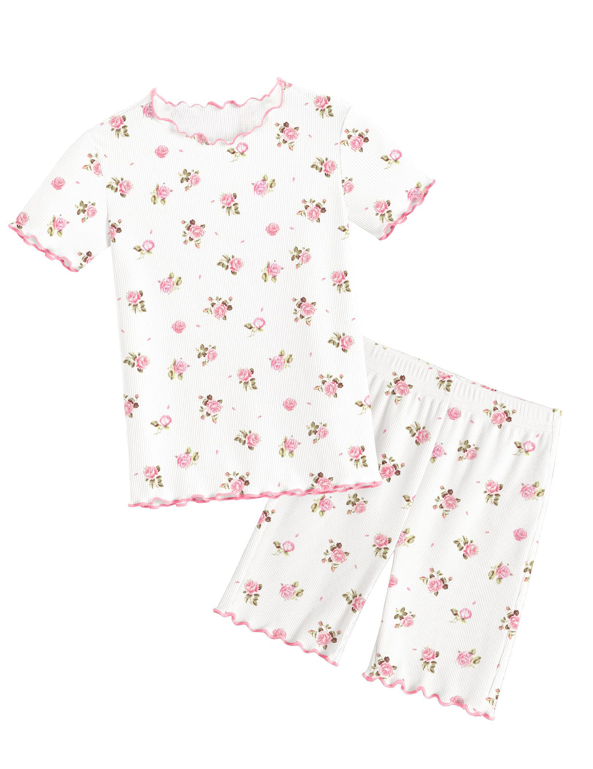 Arshiner Girls Pajamas Lettuce Loungewear Snug Fit Pjs Set Kids Sleepwear