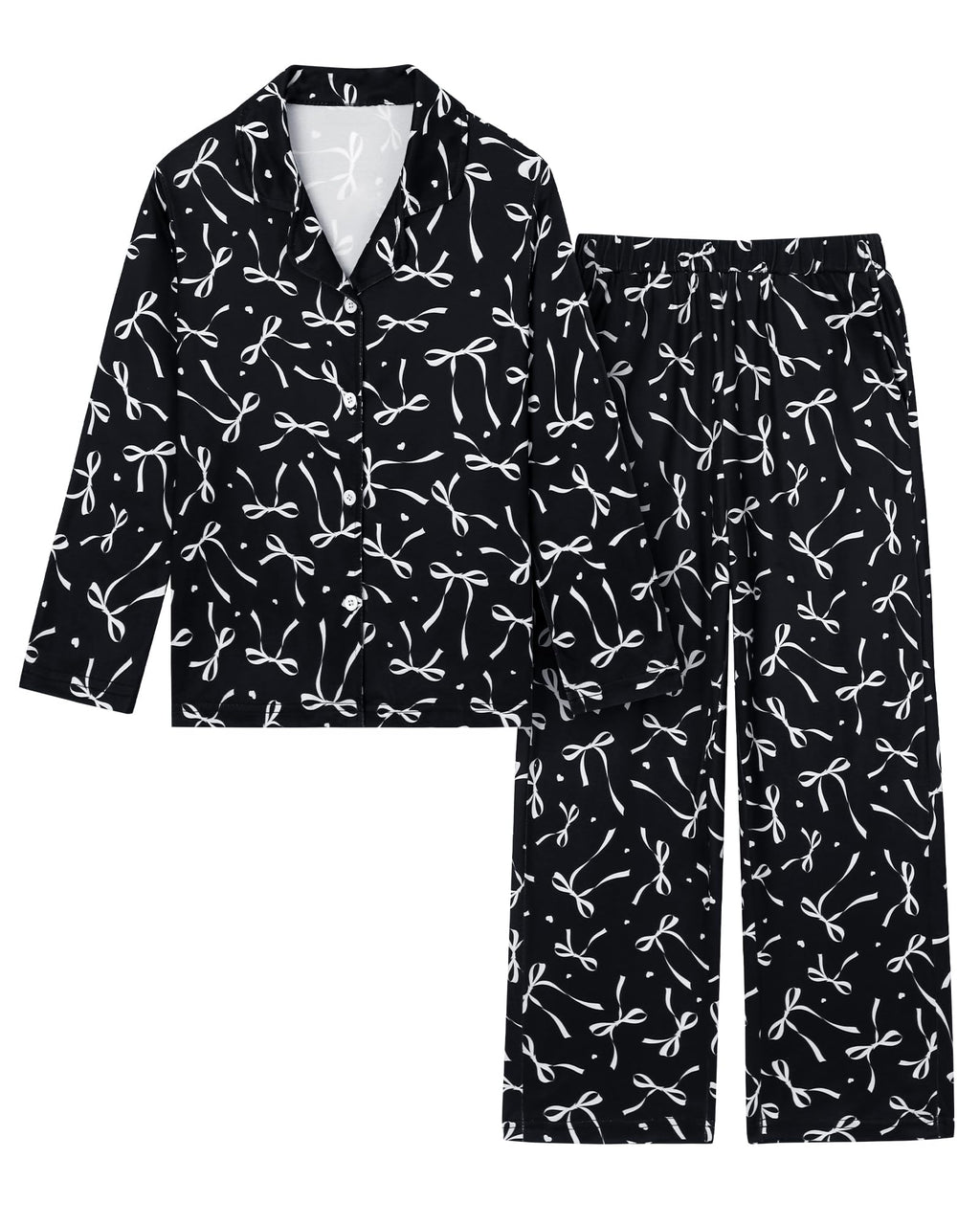CARETOO Girls Pajamas Set Soft Button-Down Long Sleeve Pjs Set Size 5-14