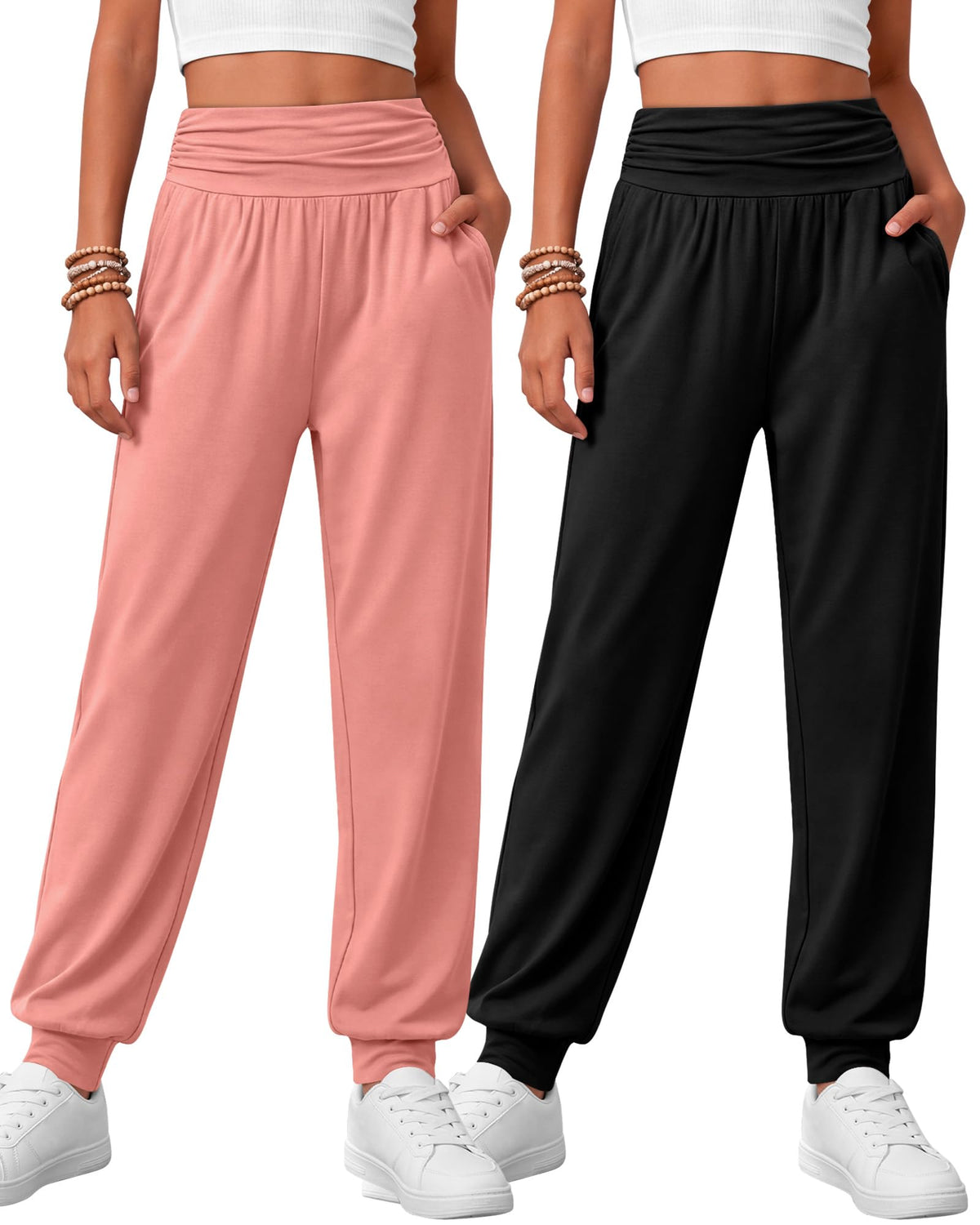 2 Pack Girls' Joggers with Pockets