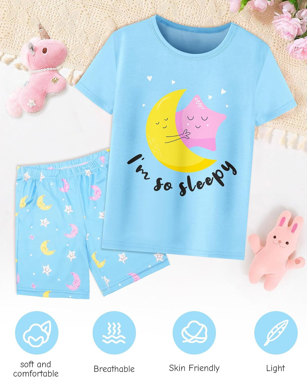 Sylfairy Girls Pajamas Short Sleeve Toddler Girls Summer Short Sets Sleepwear Clothes Kids Pajamas