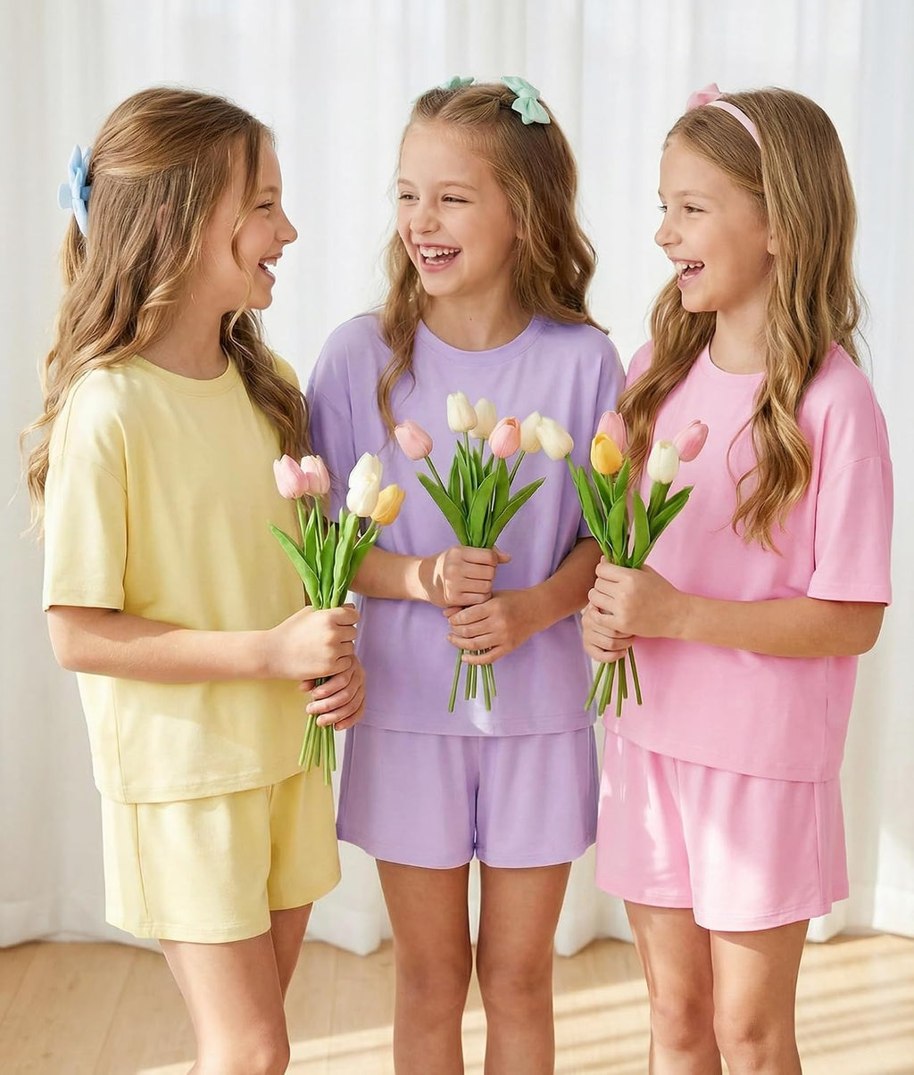 Petite&Me Viscose from Bamboo Girls Pajamas, Ultra-soft 2PCs Set, Size 6-14