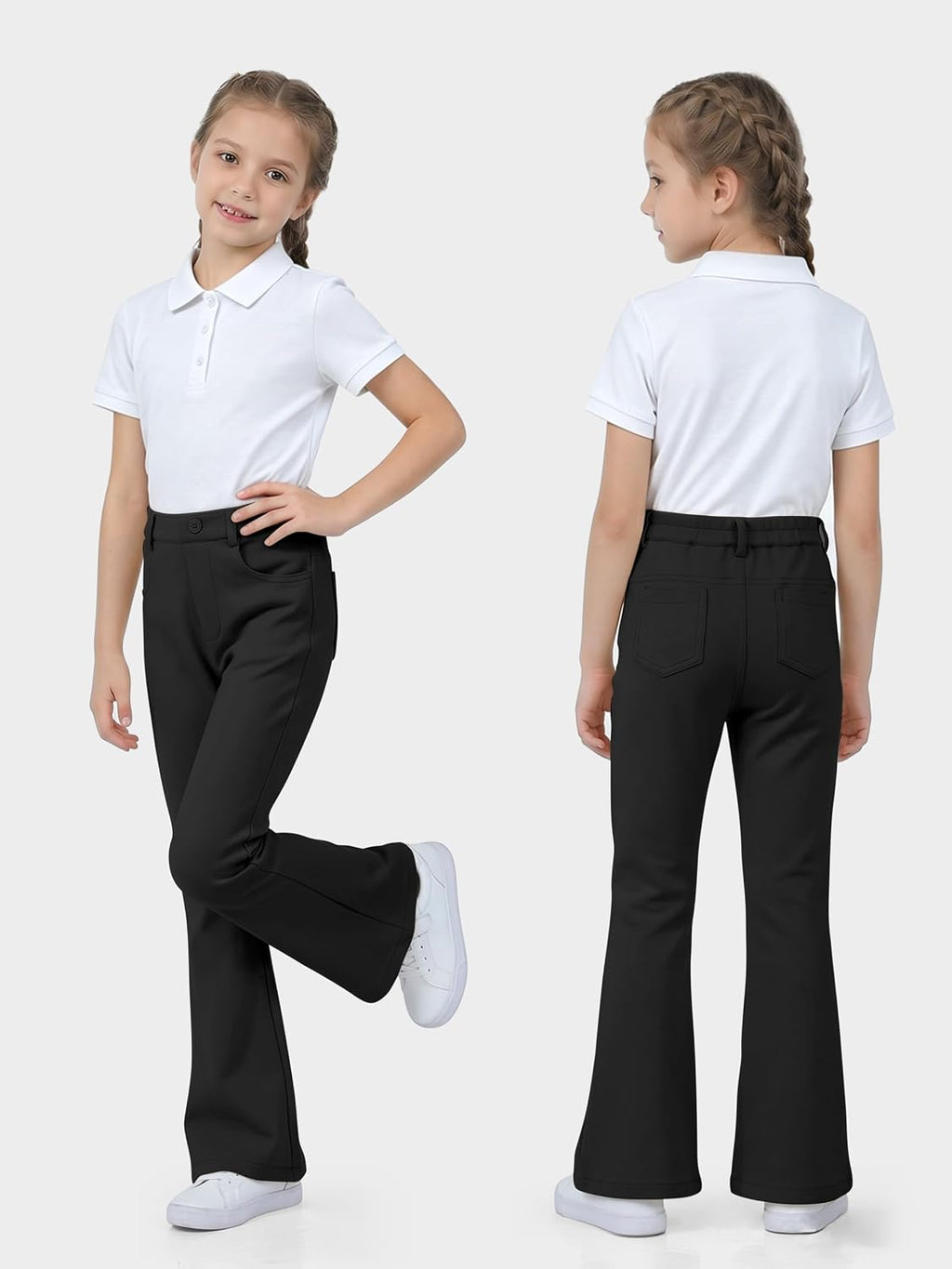 Resinta 3 Pack Girls Uniform Pants Bell Bottoms School Pants