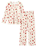CARETOO Girls Pajama Set 2pc Soft Stretch Ribbed Kids Loungewear Pjs 5-14Y