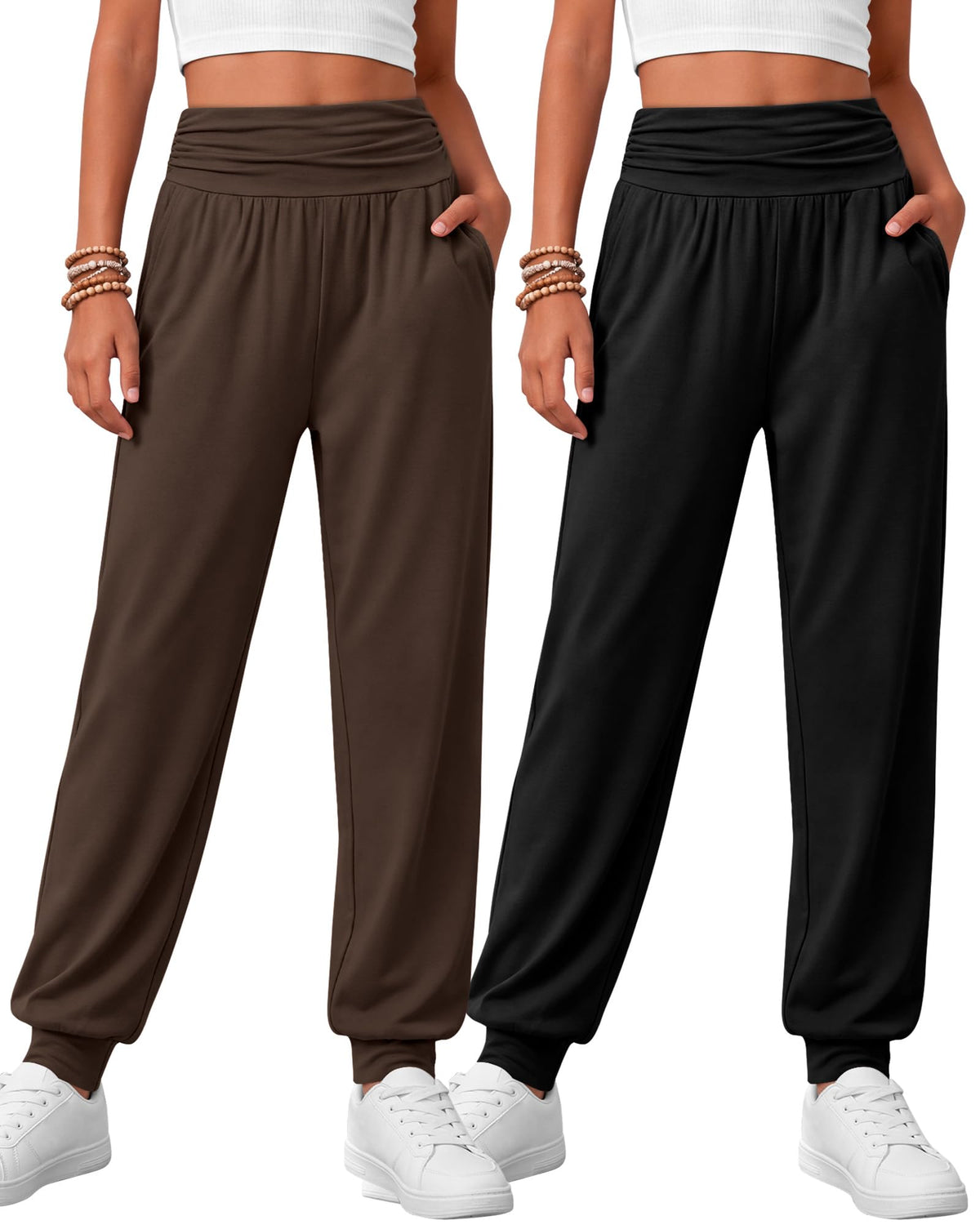 2 Pack Girls' Joggers with Pockets