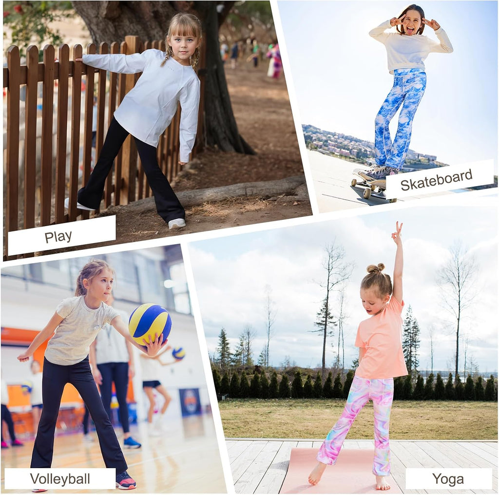 DIPUG Girls Flare Leggings with Pockets Kids Bell Bottom Yoga Dance Pants