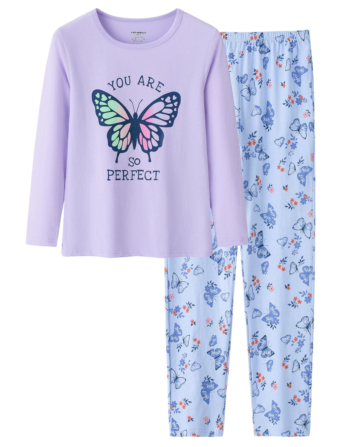 Pajamas for Girls Cute Cat Unicorn Long Sleeve and Pants PJS Set Big Kids Cotton Sleepwear Set Size 6-16