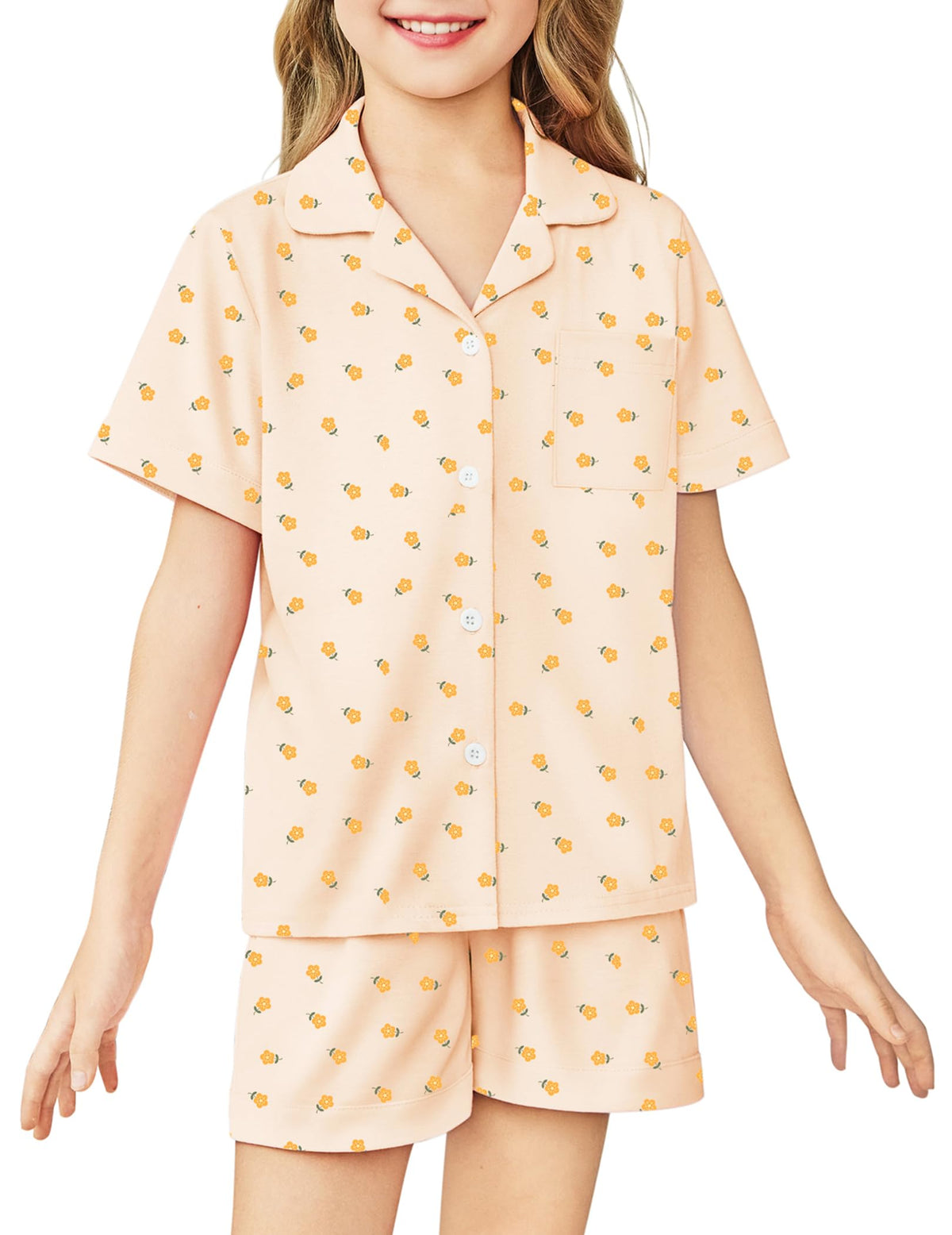 Arshiner Girls Pajamas Sets Short Sleeve Kids Pjs Button Down Sleepwear