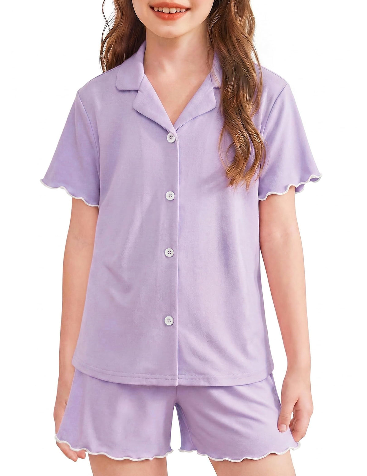 Arshiner Girls Pajamas Button Down Short Set Cute Pjs Soft Sleepwear