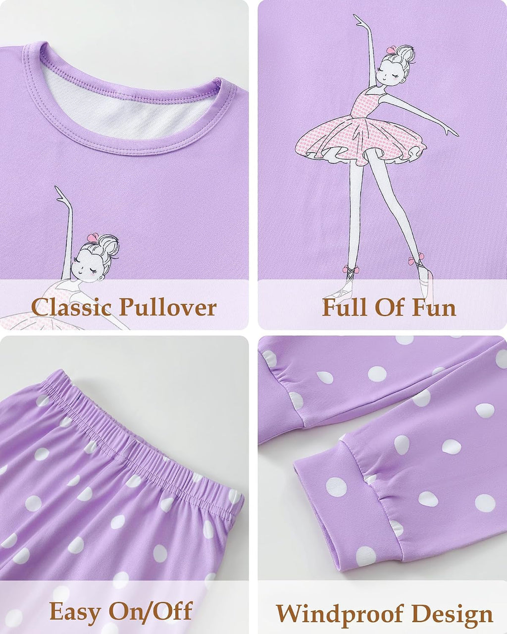 Mikrdoo Girls Pajamas Set Long Sleeve Top and Pants 2 Piece Sleepwear