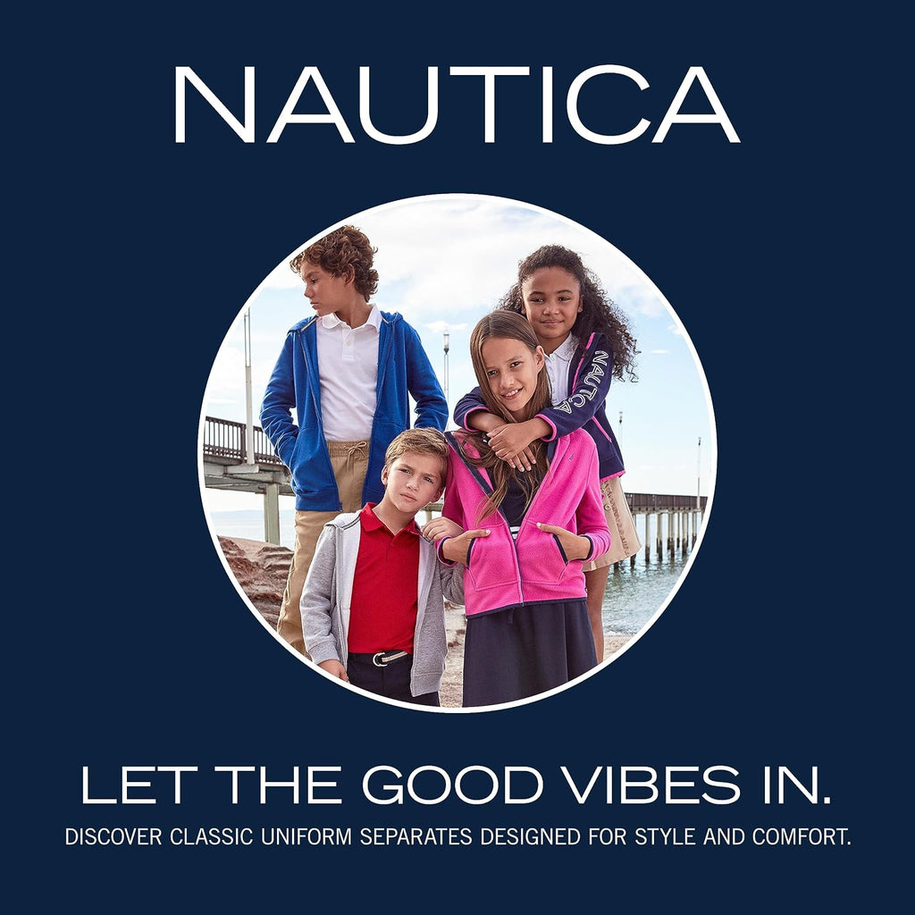 Nautica Girls' School Uniform Pleated Pull-on Scooter Skirt With Undershorts, Knit Waistband