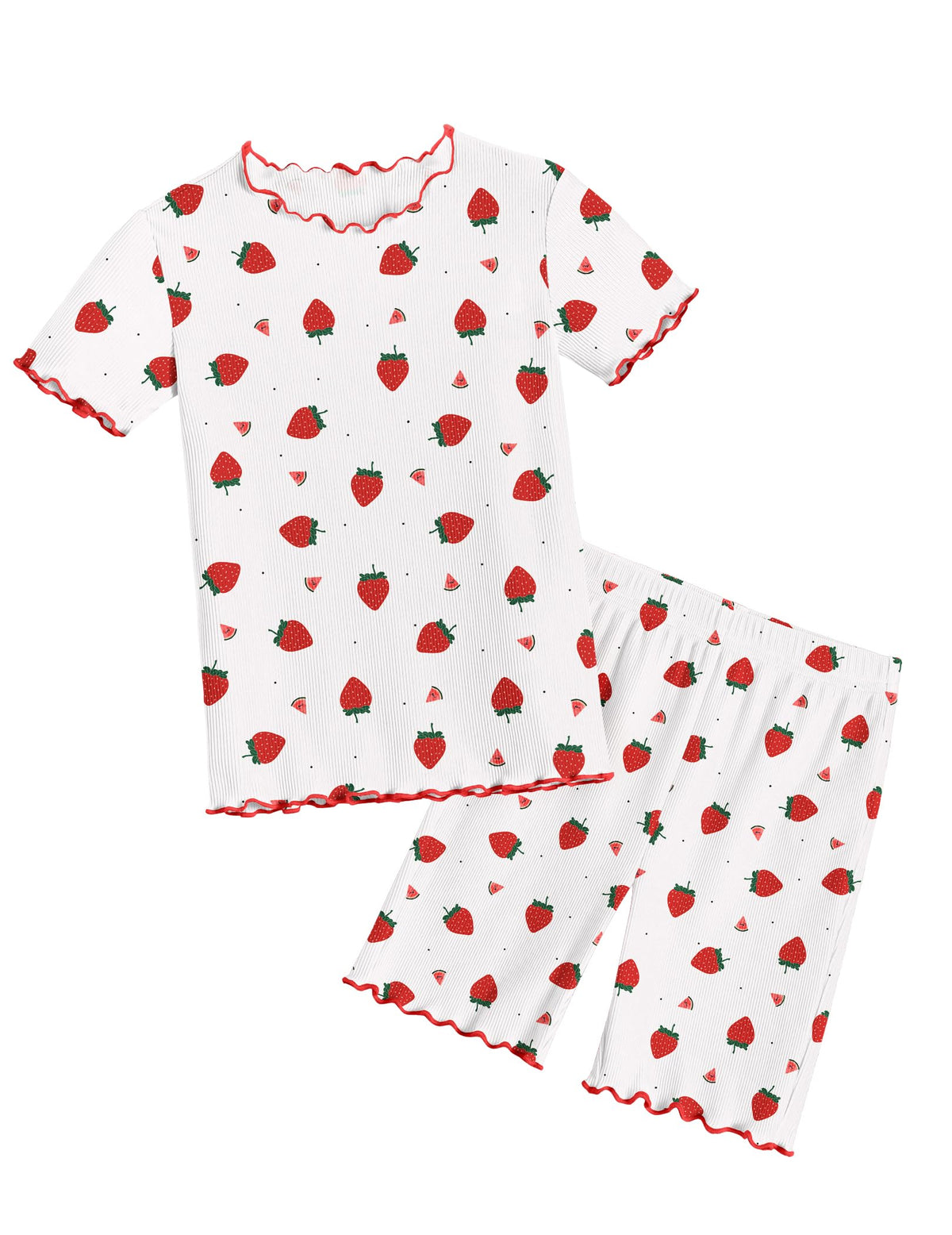 Arshiner Girls Pajamas Lettuce Loungewear Snug Fit Pjs Set Kids Sleepwear