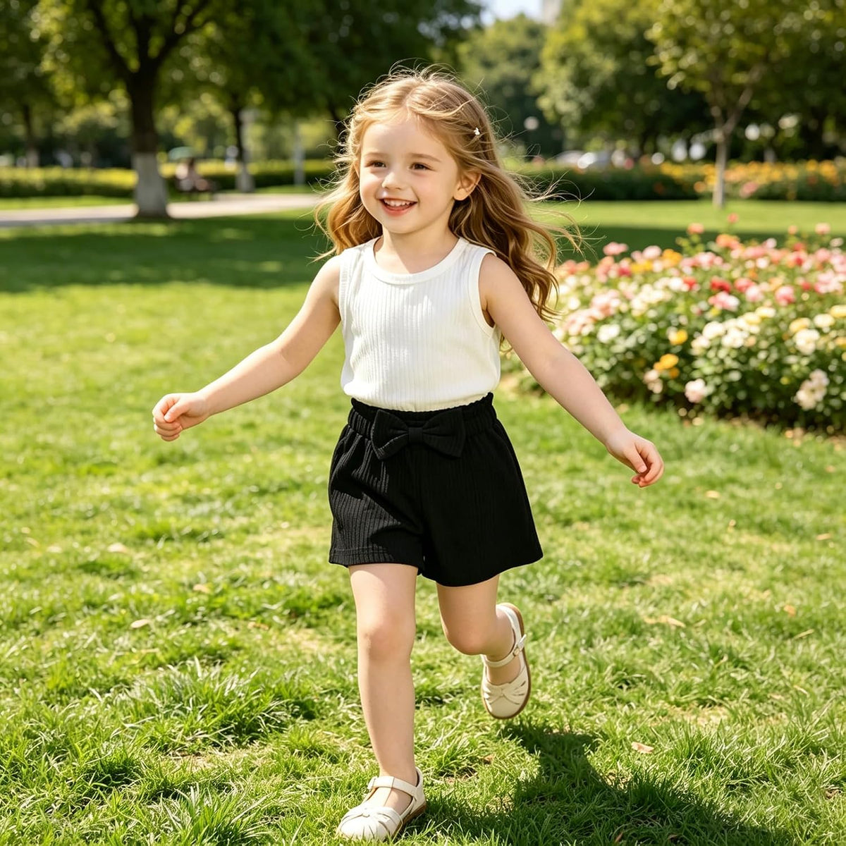 5 Pack Toddler Girls Shorts, Elastic Waist Cotton Summer Shorts
