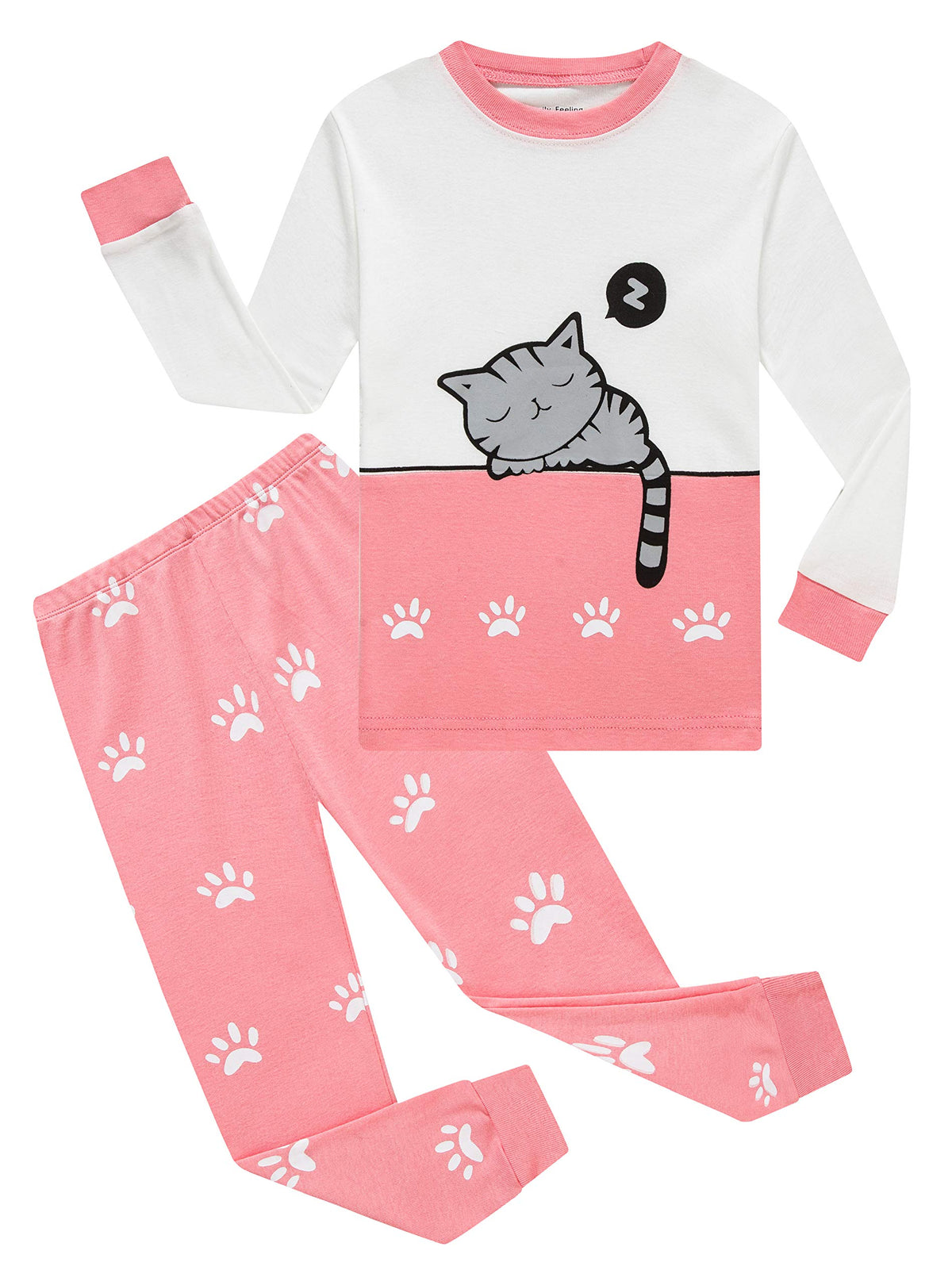 KikizYe Girls Pajamas Set Kids Long Sleeve PJs Cotton Jammies