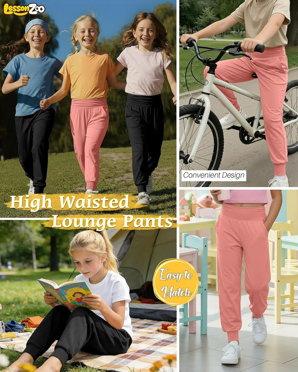 2 Pack Girls' Joggers with Pockets