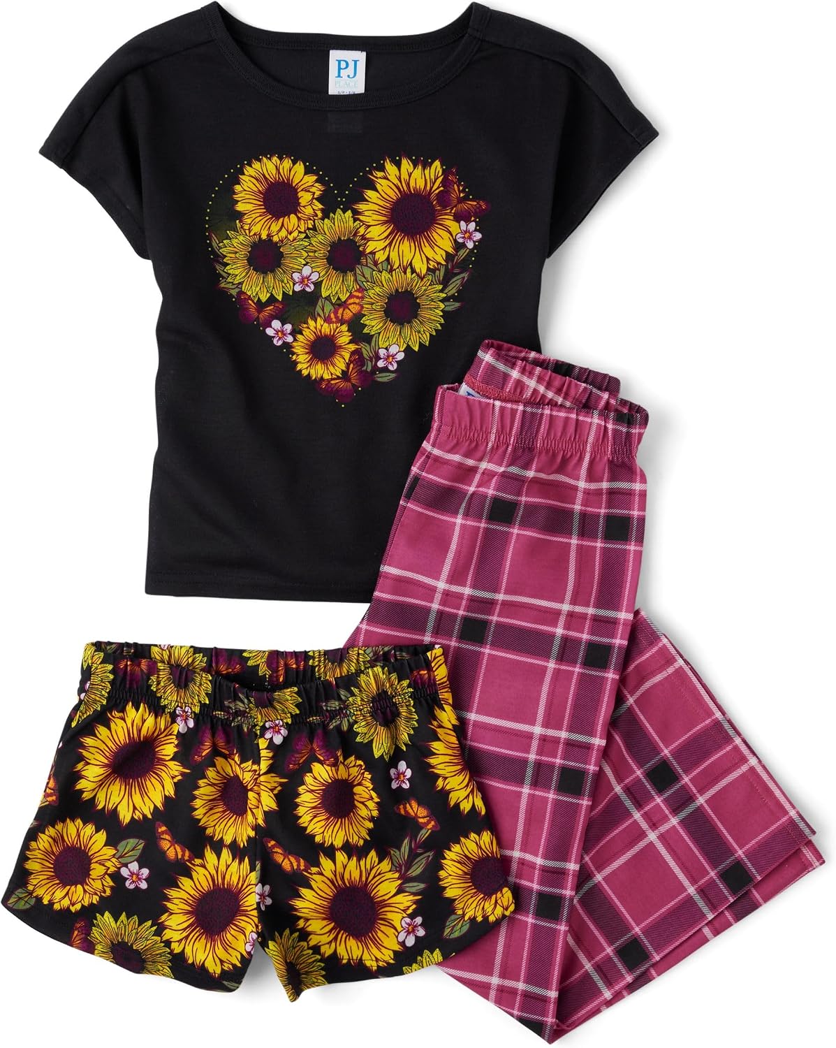 The Children's Place girls Short Sleeve Top and Pants,2 Piece Pajama Set
