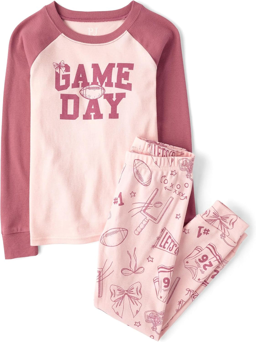 The Children's Place Girls' 100% Cotton Long Sleeve Top and Pants, 2 Piece Pajama Set