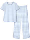 Yoofoss Girls Pajamas Organic Cotton Loose Fit Kids Pjs 2 Piece Sleepwear Short Sleeves & Long Pants Girls Clothes