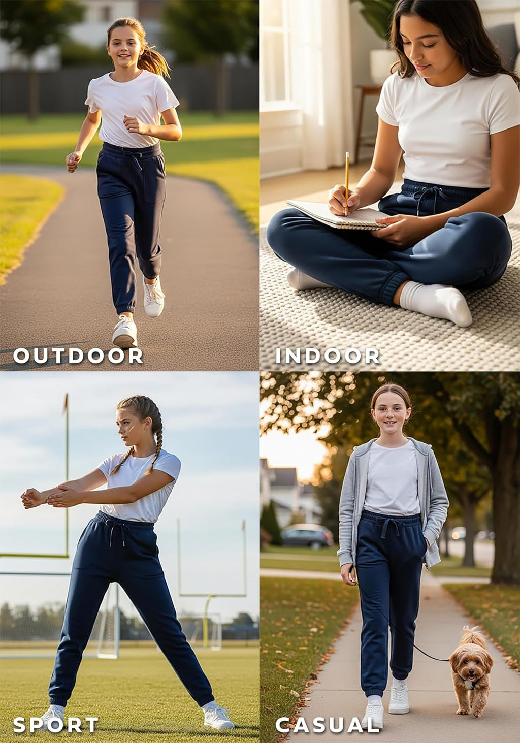 Andrew Scott Girls' Sweatpants | Active Fleece Jogger Pants | Multi Pack & Colors | Drawstring & Pockets
