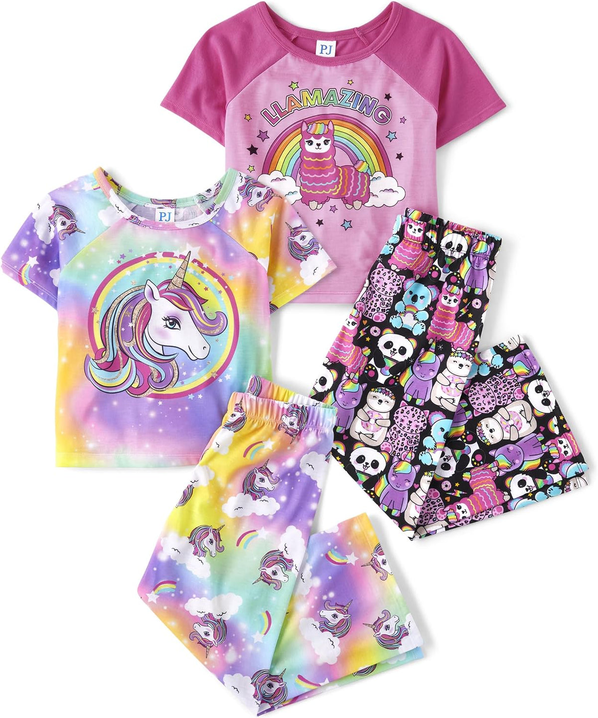 The Children's Place girls Short Sleeve Top and Pants,2 Piece Pajama Set