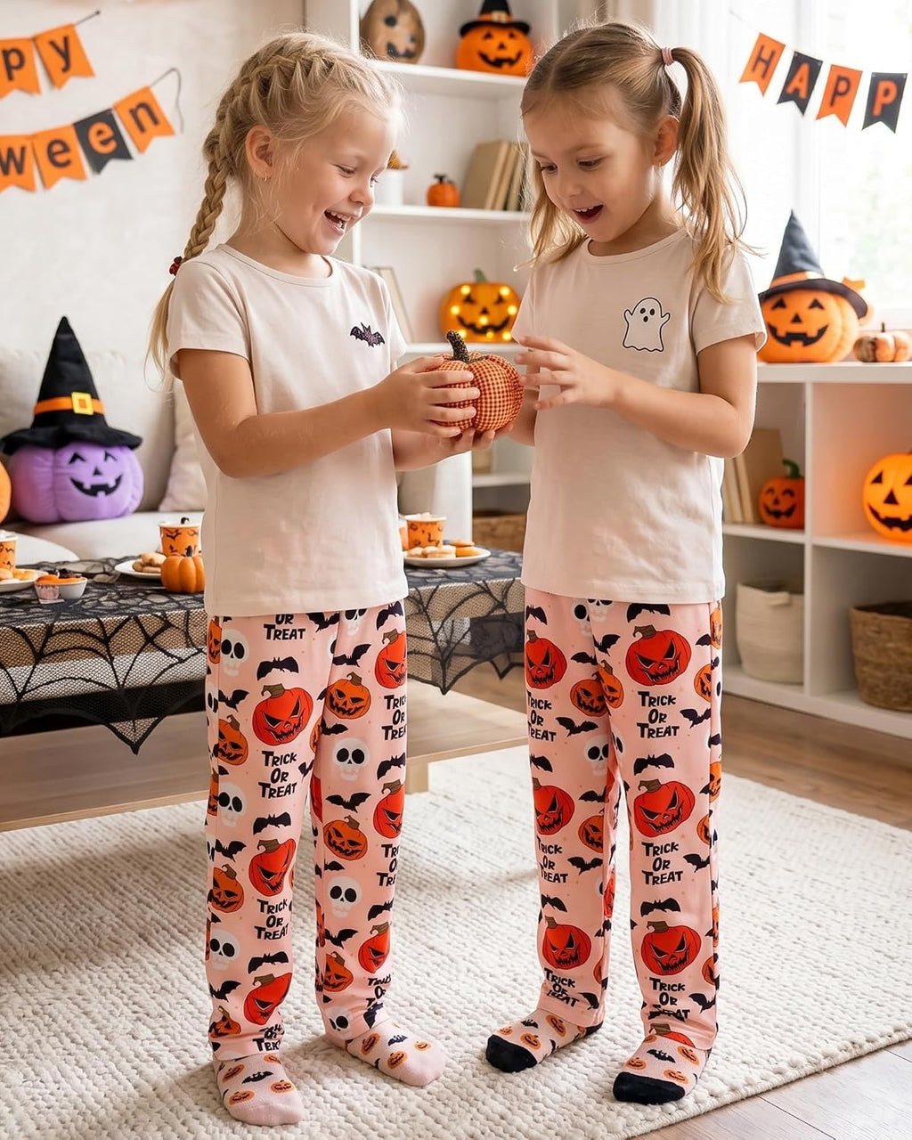HONGTEYA Girls Christmas Pants with Pockets Soft Long Plaid Bottom