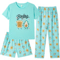 Hupohoi Girls Pajama Sets Summer Short Sleeve With Shorts & Pants Sleepwear