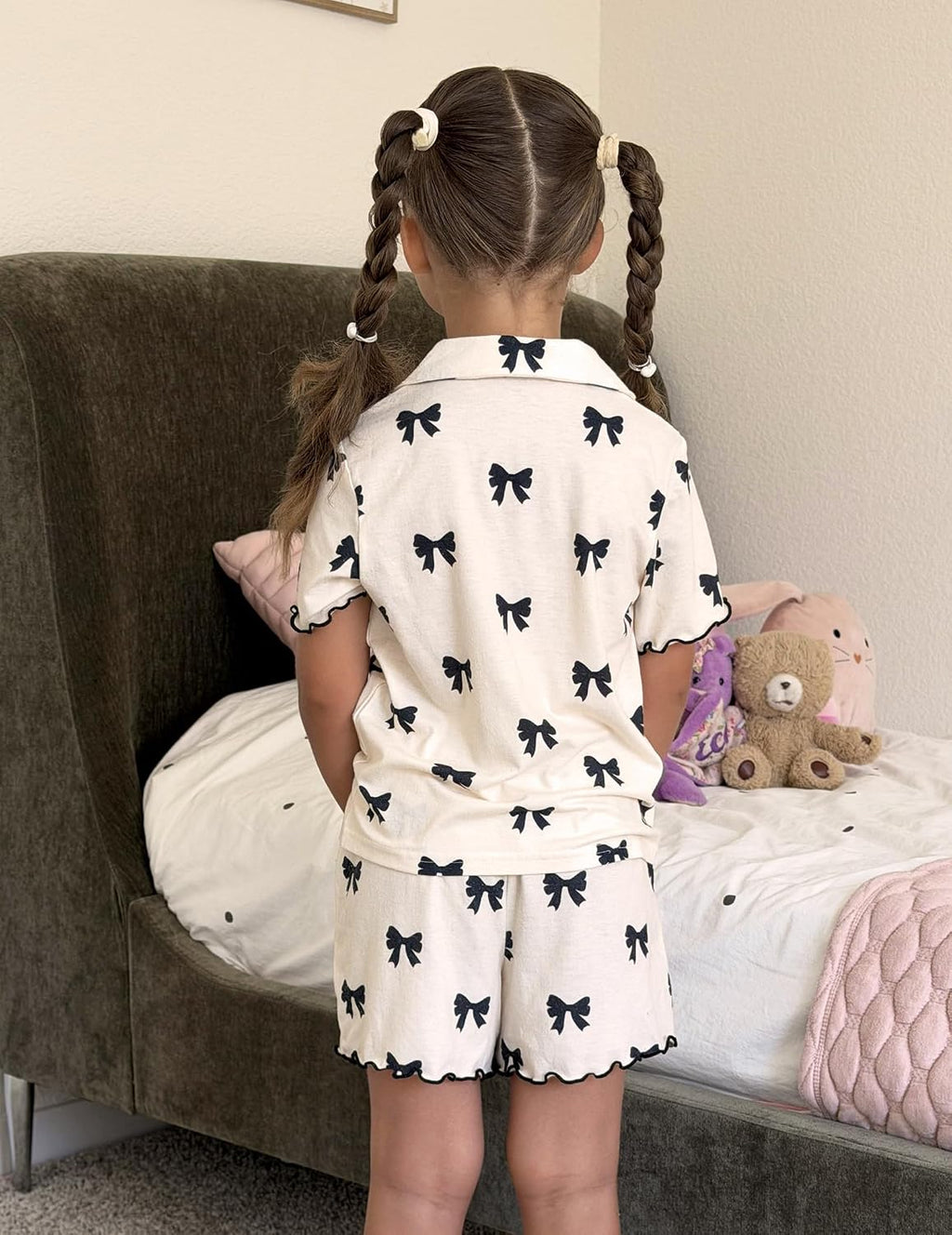 Arshiner Girls Pajamas Button Down Short Set Cute Pjs Soft Sleepwear