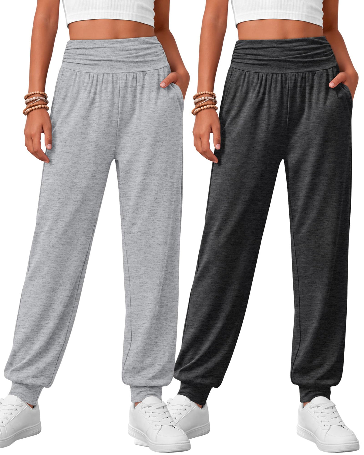 2 Pack Girls' Joggers with Pockets
