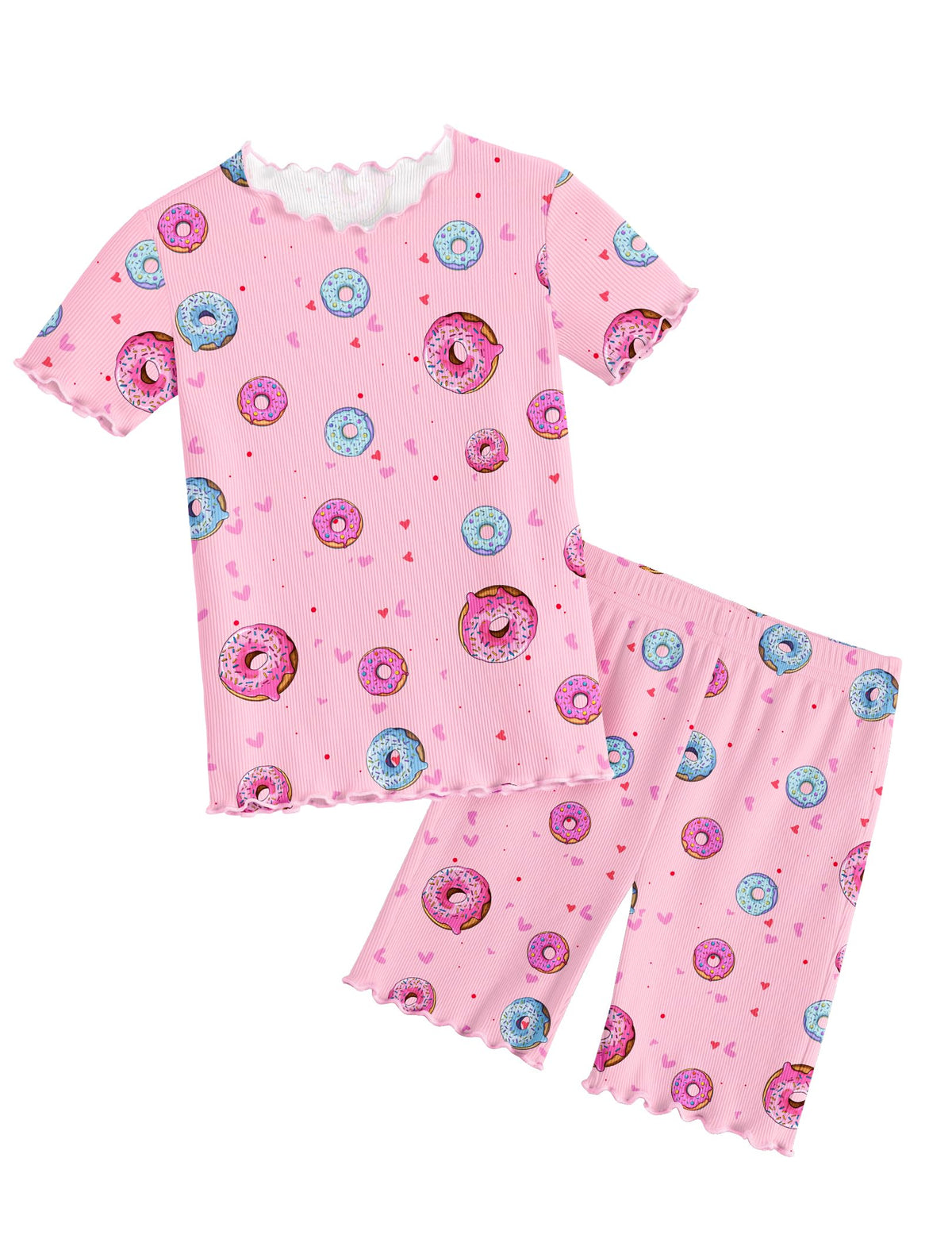Arshiner Girls Pajamas Lettuce Loungewear Snug Fit Pjs Set Kids Sleepwear