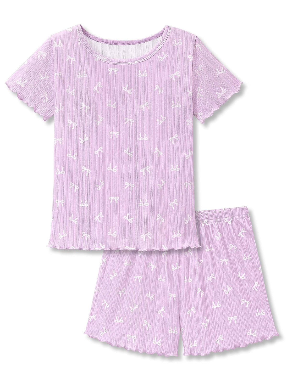Beezizac Girls Pointelle Pajama Floral Print Short Sleeve Set Sizes 6-18
