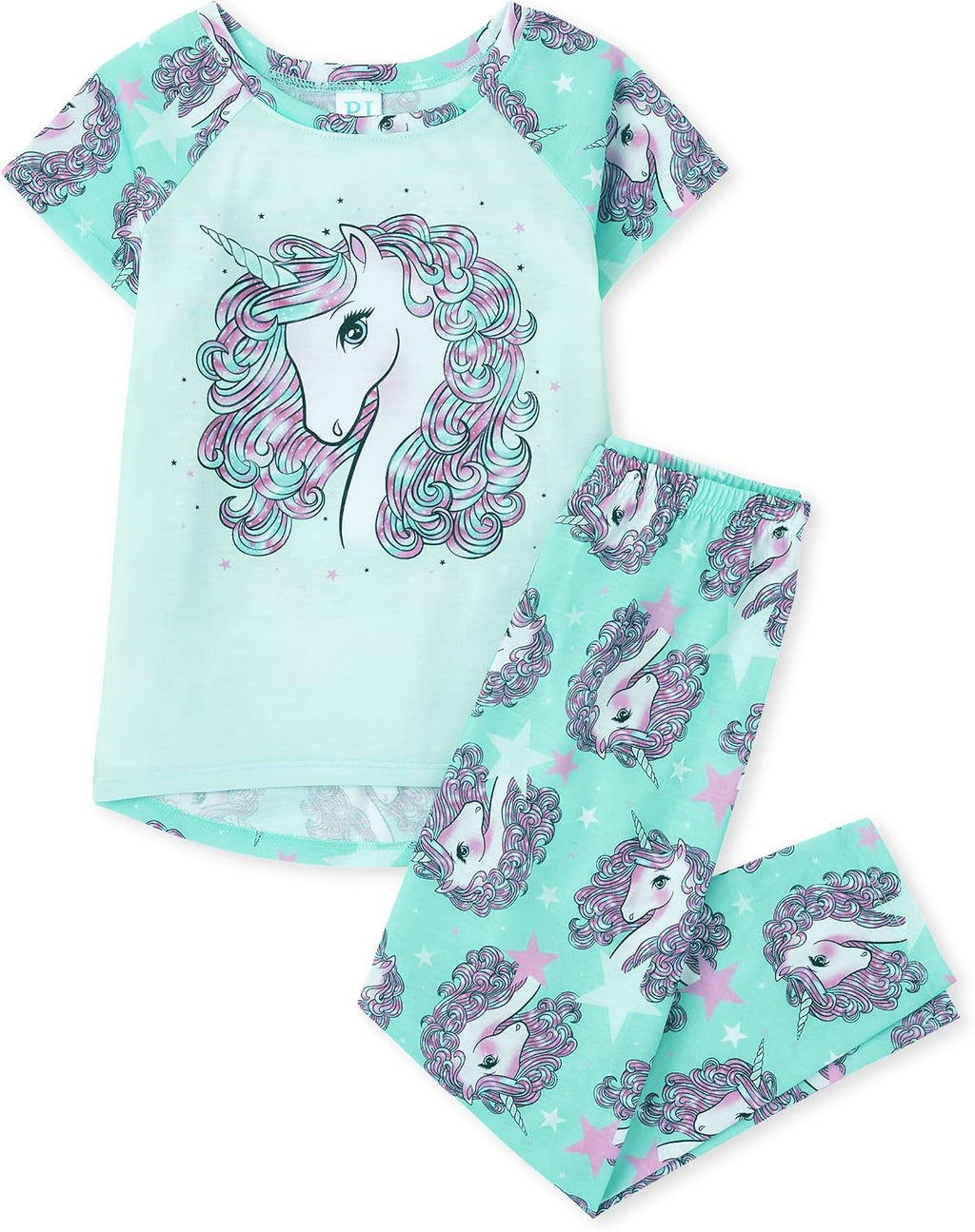 The Children's Place girls Short Sleeve Top and Pants,2 Piece Pajama Set