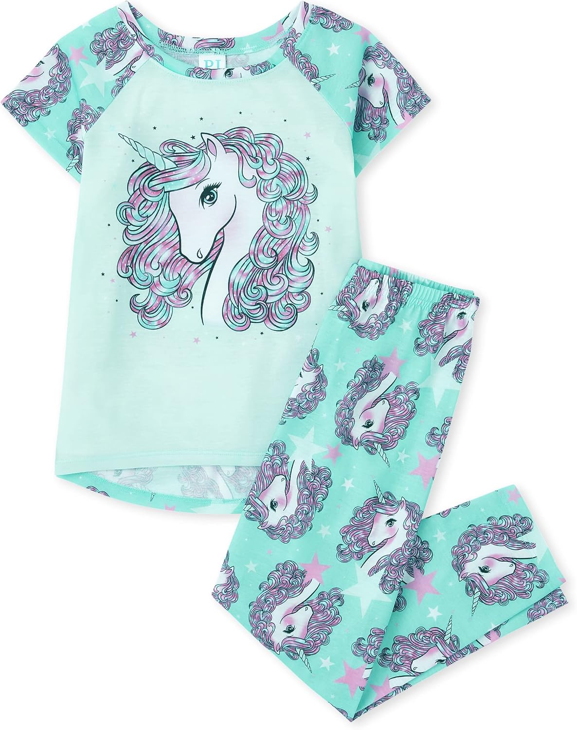 The Children's Place girls Short Sleeve Top and Pants,2 Piece Pajama Set