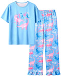 Sylfairy Girls Pajamas Summer Toddler Girl Pajamas Sets Short Sleeve and Pants Girls' Cute Sleepwear Pjs