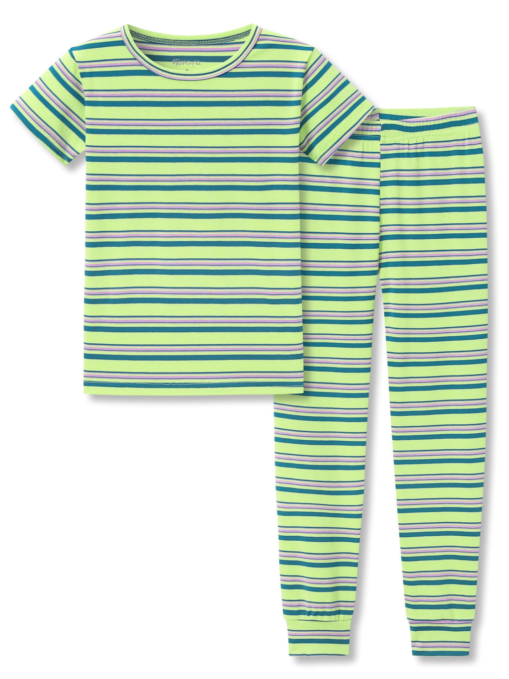 Topgal Kids Purple Brown Stripe Pajamas, 2PC Short Sleeve Pants, Size 2T-10