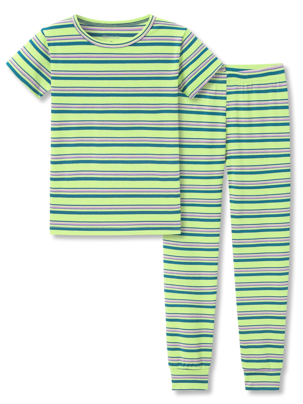 Topgal Kids Purple Brown Stripe Pajamas, 2PC Short Sleeve Pants, Size 2T-10