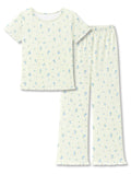 Beezizac Girls Pointelle Knit Pajamass, Flared Wide-Leg Pants, Sizes 6-18