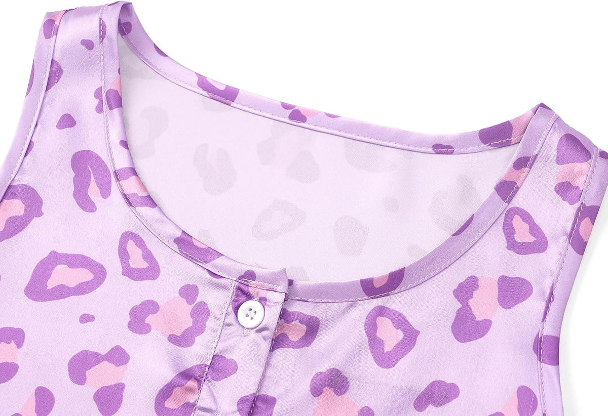 Topgal Girls Silky Satin Pajamas, 2-Piece Tank and Shorts, Sizes 6-16