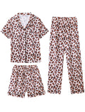 Mikrdoo 3 Piece Girls Silk Satin Pajamas Set Soft Lightweight Button Down Pjs Sleepwear for Kids Size 6-16 Years