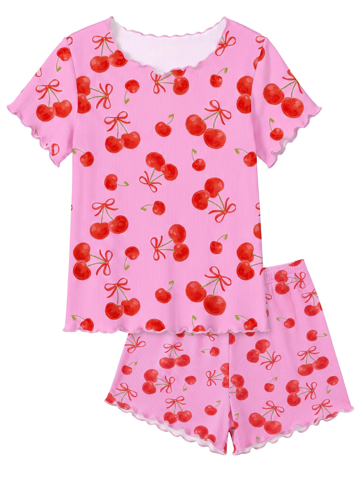 Beinou Girls Pajamas Sets Ribbed Ruffle Sleepwear Toddler Summer Pjs 2-9Y