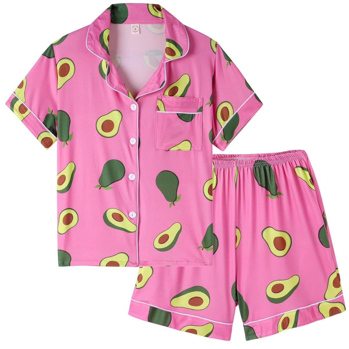 Vopmocld Girls Summer Pajama Sets Button Down Top & Shorts Sleepwear 8-18Y