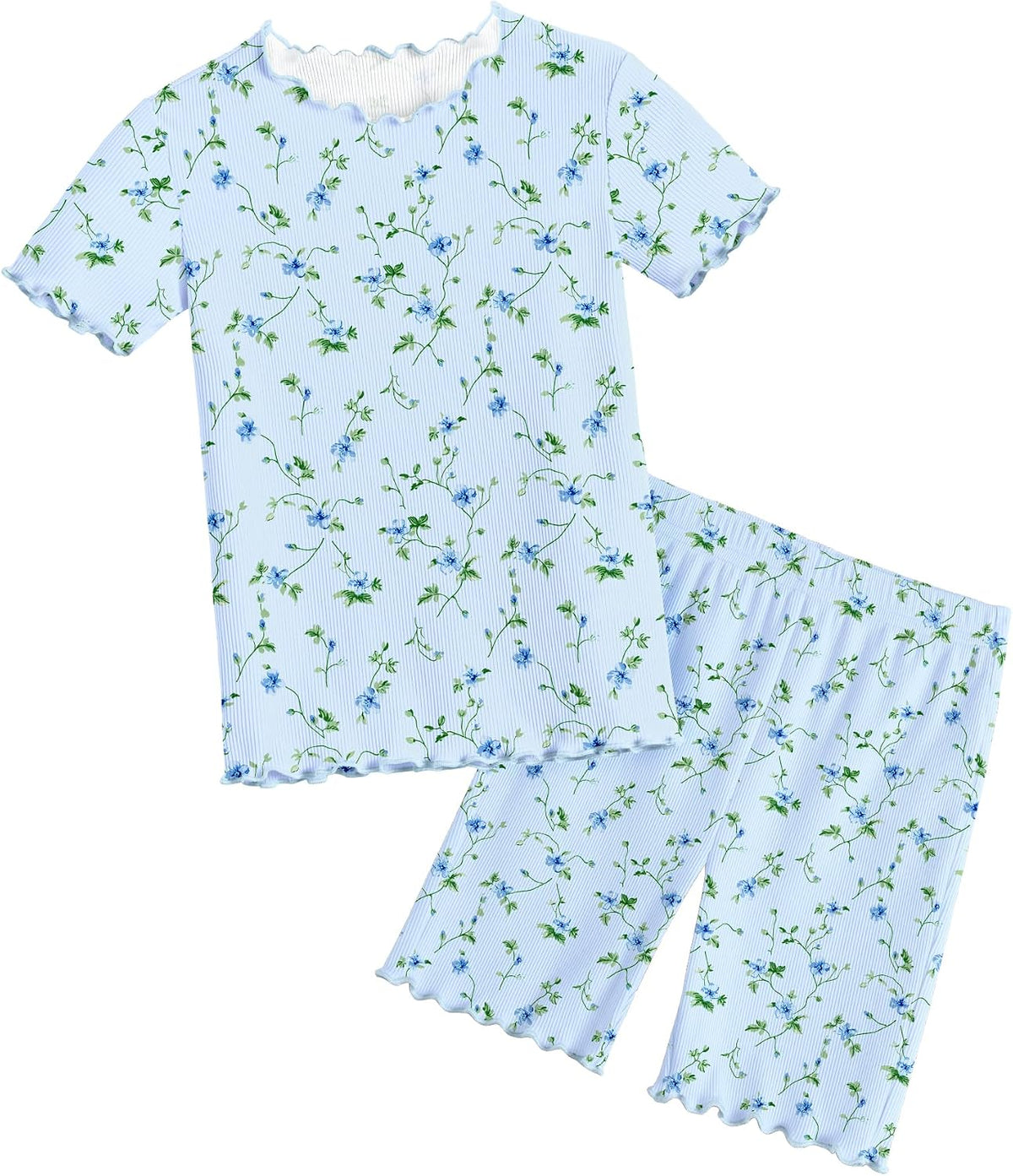 Arshiner Girls Pajamas Lettuce Loungewear Snug Fit Pjs Set Kids Sleepwear