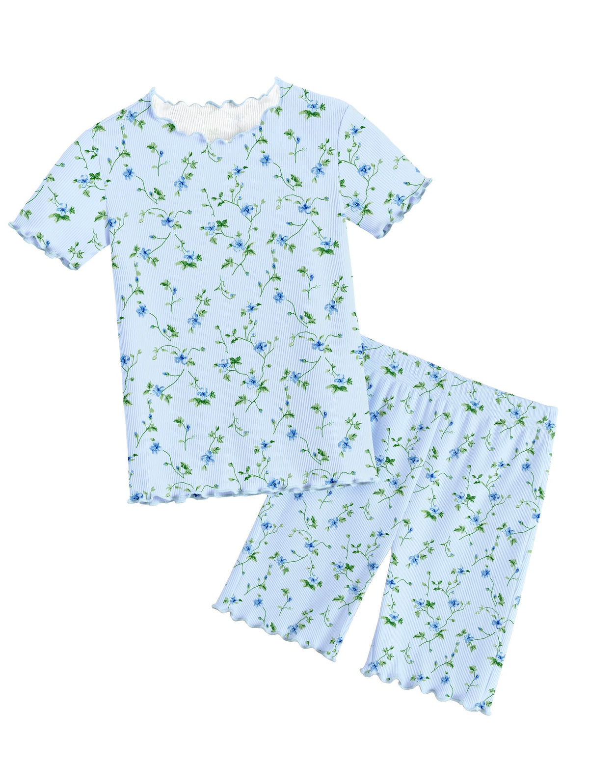 Arshiner Girls Pajamas Lettuce Loungewear Snug Fit Pjs Set Kids Sleepwear