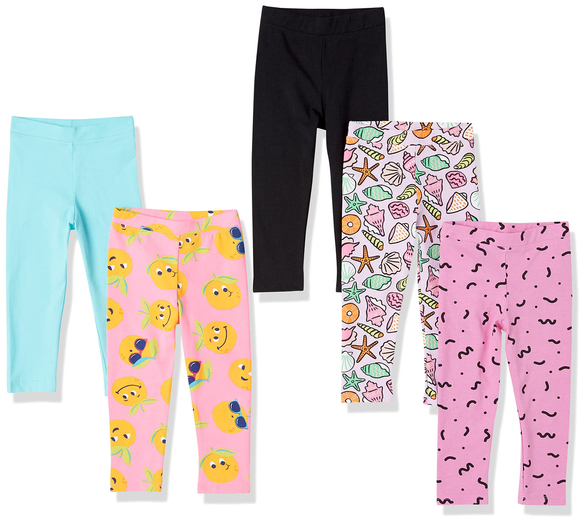Amazon Essentials Girls' Cotton Stretch Leggings, Multipacks