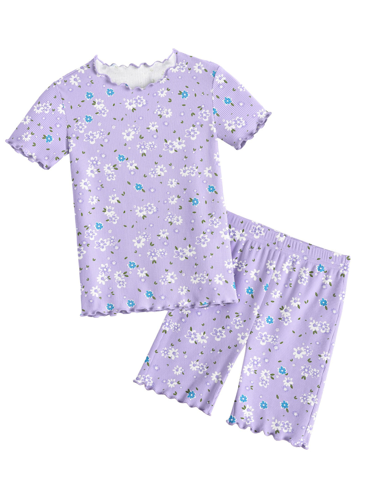 Arshiner Girls Pajamas Lettuce Loungewear Snug Fit Pjs Set Kids Sleepwear