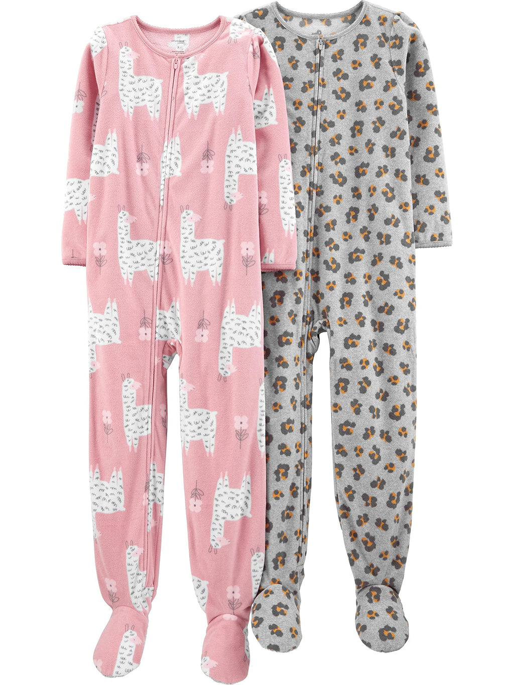 Simple Joys by Carter's Girls' 2-Pack Loose-fit Fleece Footed Pajamas