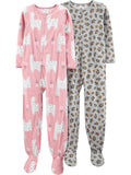 Simple Joys by Carter's Girls' 2-Pack Loose-fit Fleece Footed Pajamas