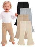 4 Pack Girl Flare Pants Ribbed Bell Bottom Leggings Soft Cotton