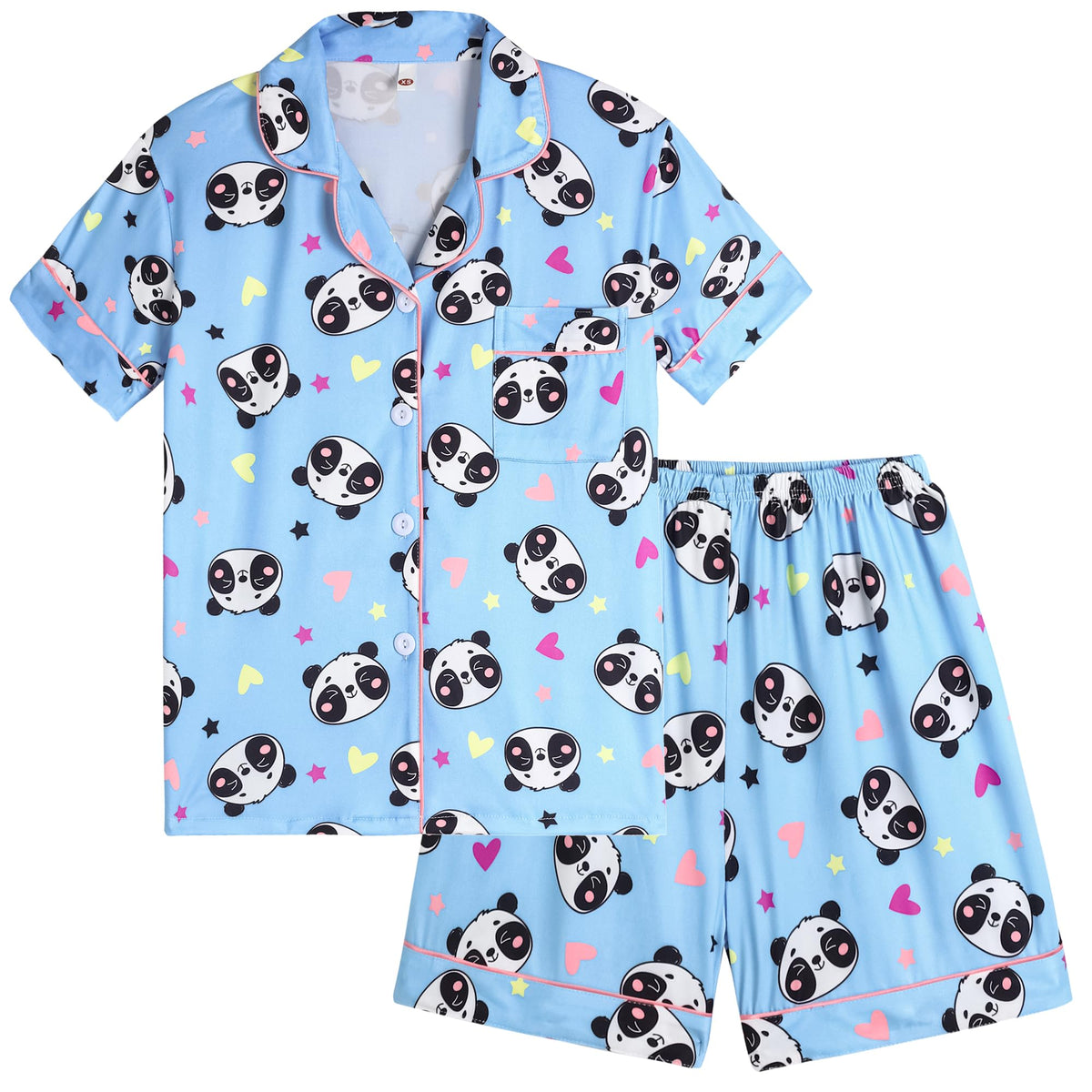 Vopmocld Girls Summer Pajama Sets Button Down Top & Shorts Sleepwear 8-18Y