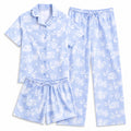 US Angels Girls Pajama Set 3 Piece, Short Sleeve Button Down PJs with Shorts & Pants, Soft Sleepwear Girls & Tweens Size 5-16