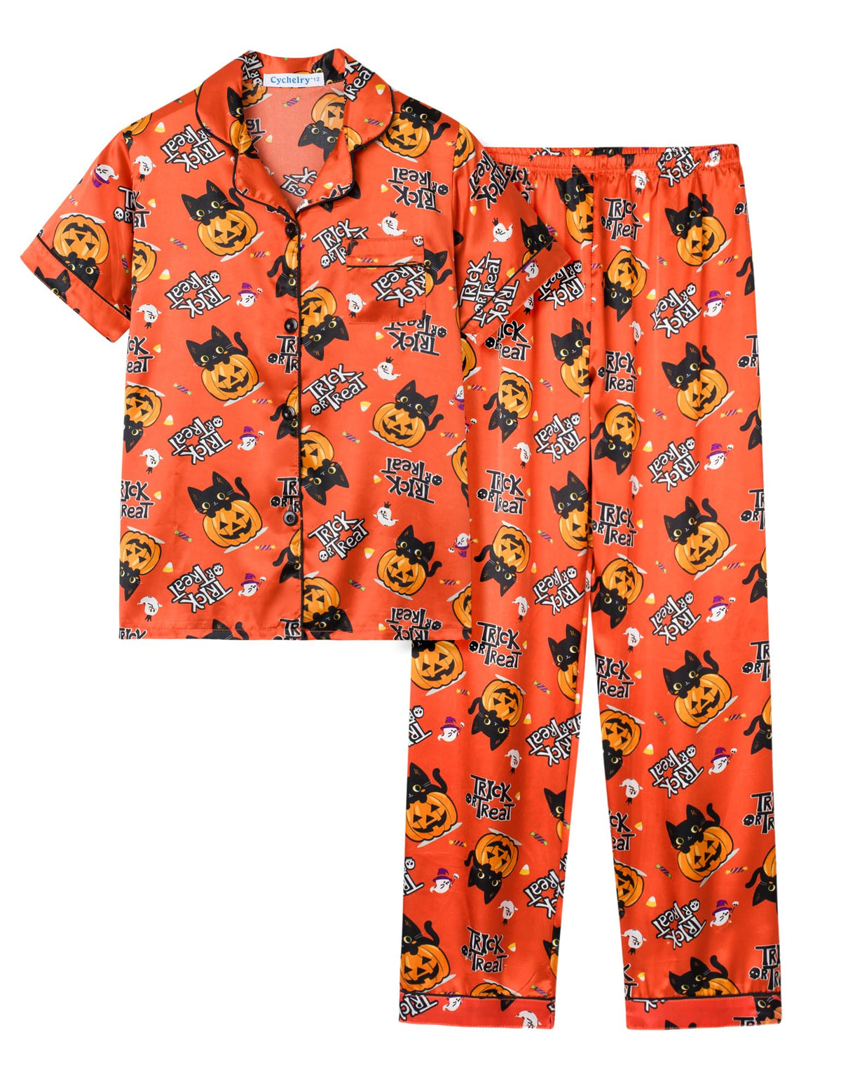 Big Girls Satin Pajamas Summer Short Sleeve and Pants Button Down Silky Unisex Kid PJS 2PCS Sleepwear Set Size 8-16